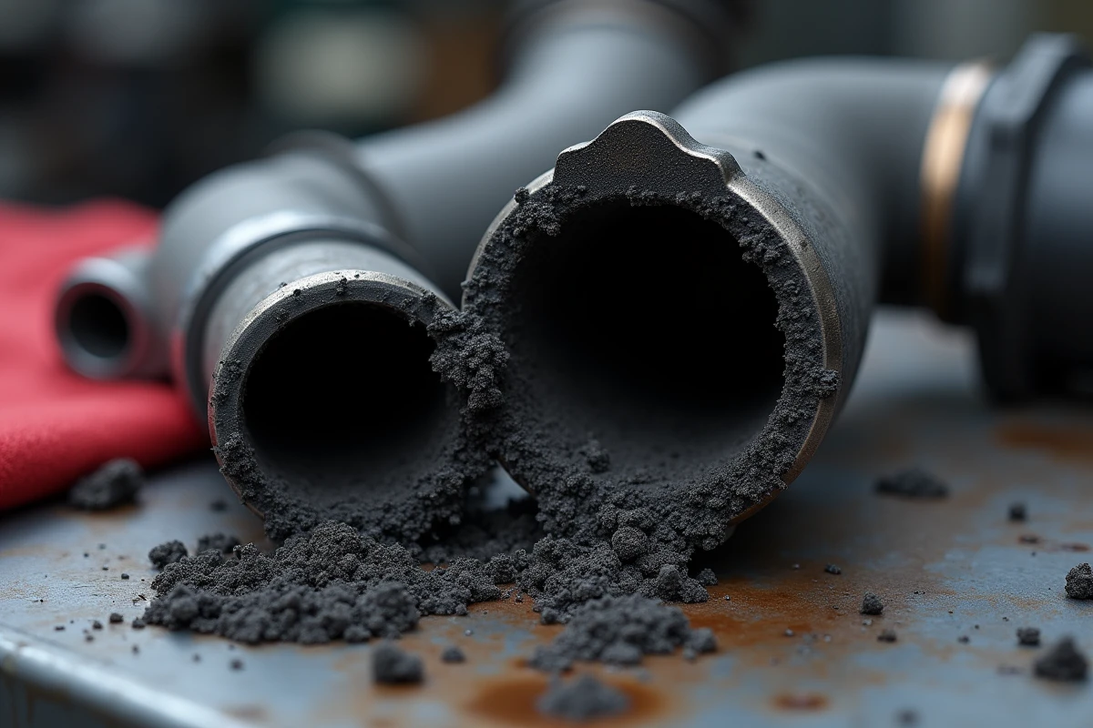 Dépôts de calamine et encrassement carbone sur la vanne EGR et le collecteur d'admission d'un moteur 1.6 HDI