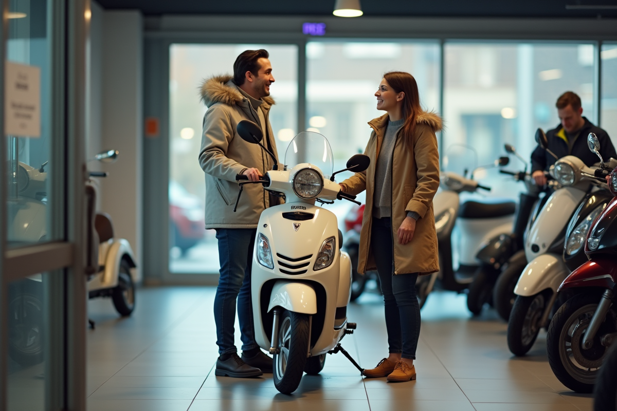 Femme parle avec un vendeur près d