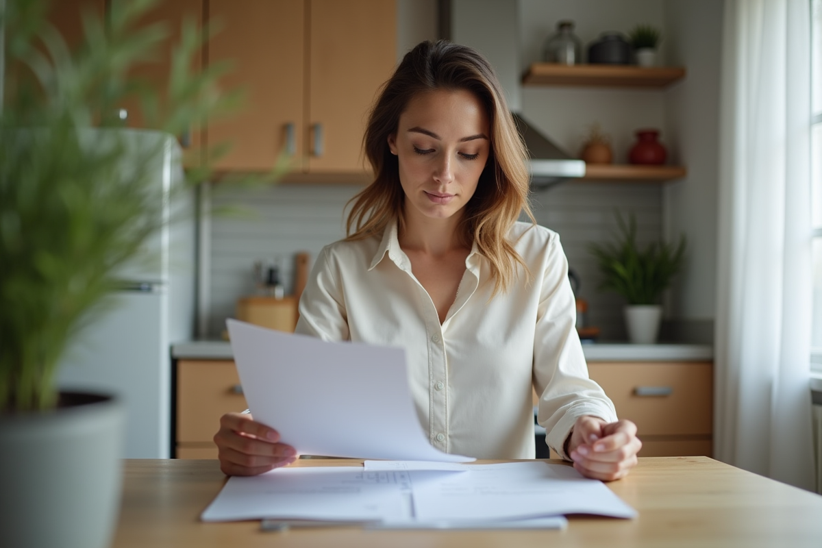 Femme en train de lire un contrat d'assurance voiture