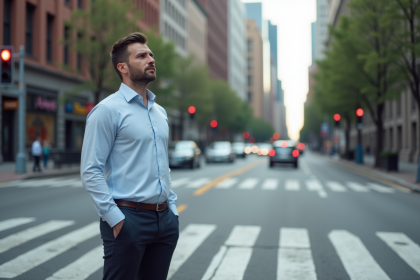 Homme d'âge moyen en tenue décontractée dans la ville