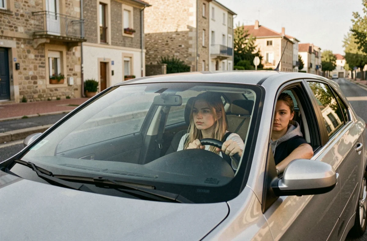 Élève de l'auto-école Horizon SASU à Dole effectuant un créneau lors d'une leçon de conduite