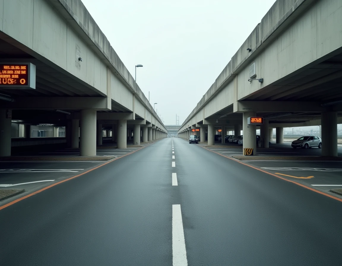 Vue extérieure du parking P2 du Stade de France avec signalétique et places disponibles