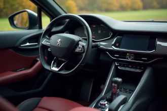 Intérieur Peugeot 508 PSE avec volant en cuir et éclairage doux