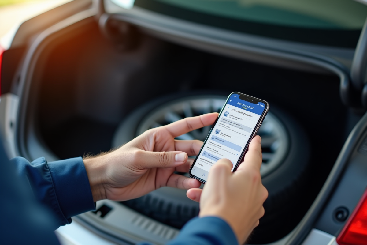 Main tenant un smartphone avec formulaire d