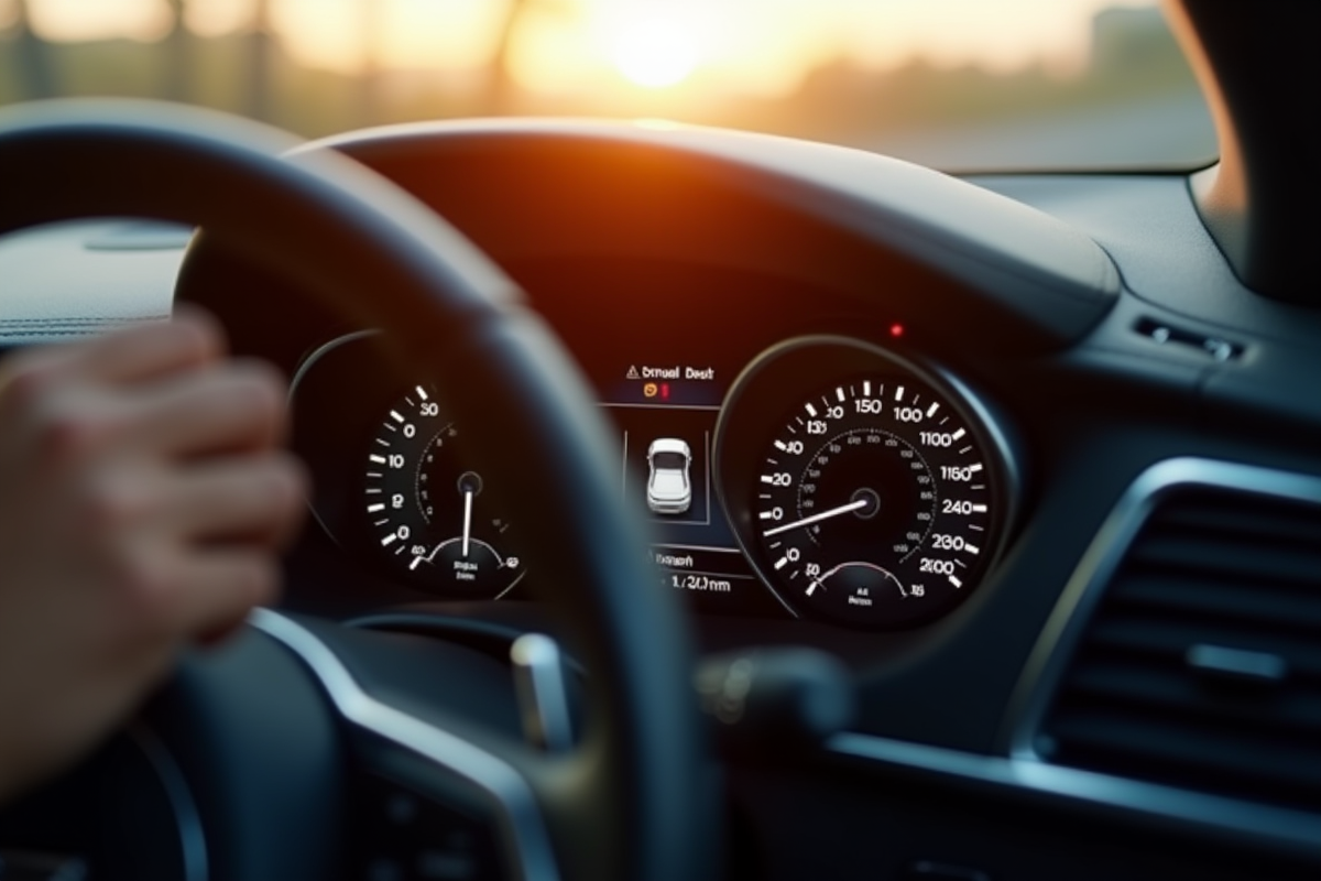 Tableau de bord de voiture avec notification de contrôle