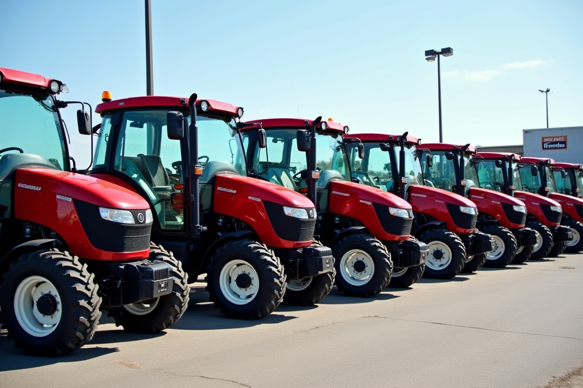 Ligne de tracteurs compacts avec prix visibles en concession