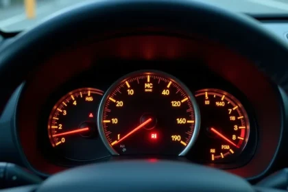 Tableau de bord Citroën C3 au démarrage avec voyants allumés en orange et rouge